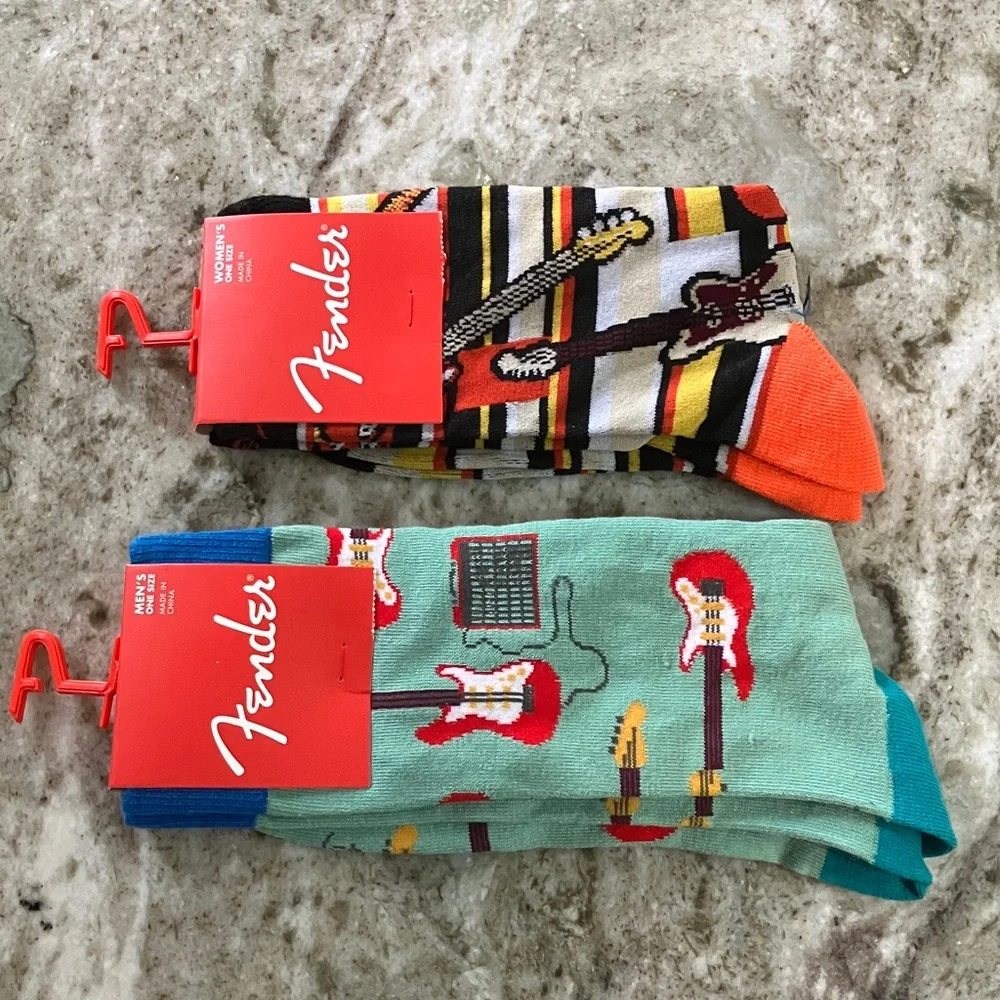 Fender Men's & Women’s Colorful Guitar Socks Set 2 Pair